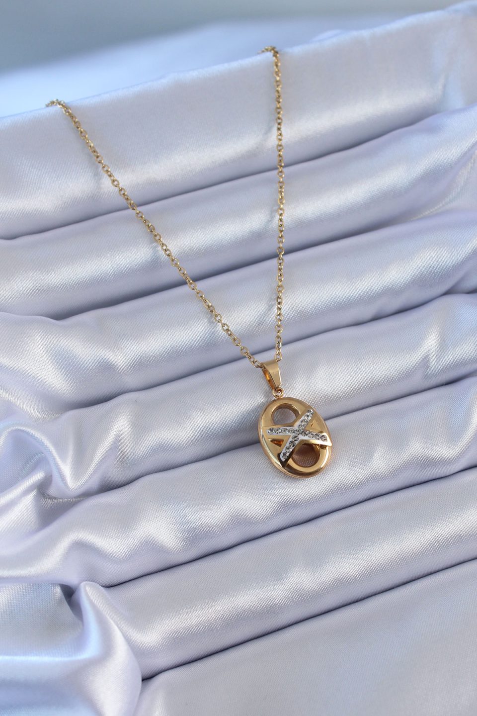 Shekka 316L Çelik Gold Renk Zirkon Taşlı Kadın Kolye — görsel 2