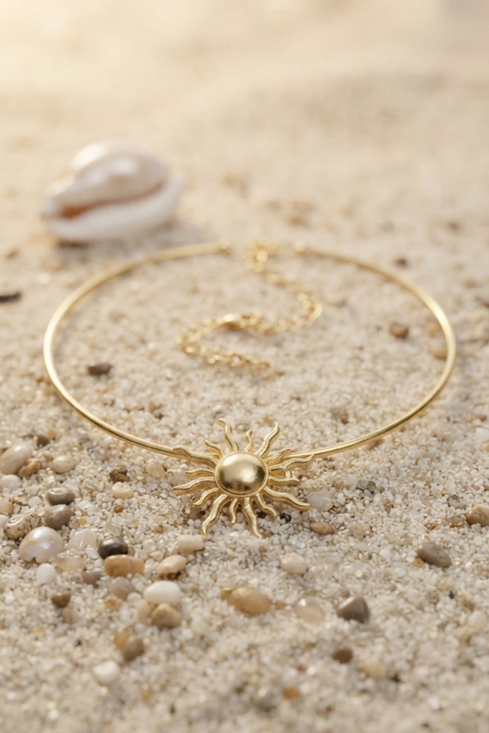 Shekka Güneş Model Gold Renk Choker Kadın Kolye