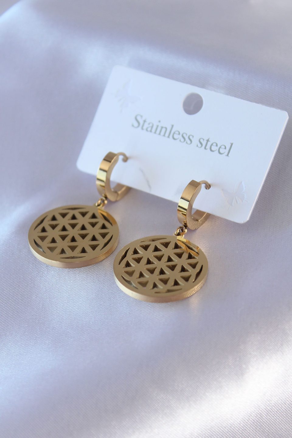 Shekka 316L Çelik Gold Renk Lotus Model Kadın Küpe