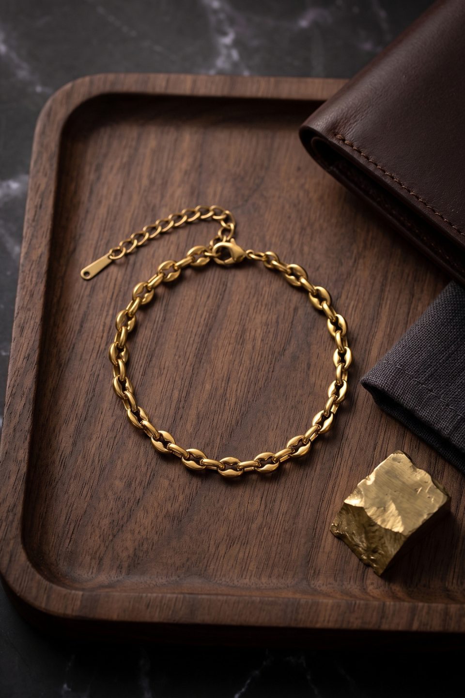 Shekka 316L Çelik Gold Renk Rolo Zincir Model Erkek Bileklik