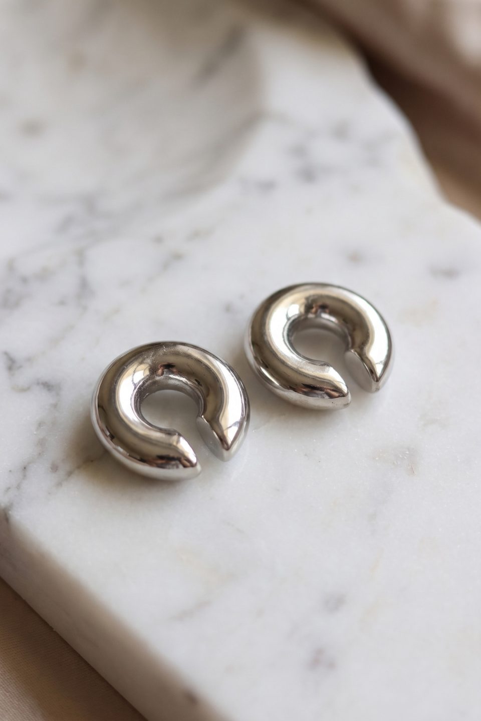 Shekka 316L Çelik Gümüş Renk Çiftli Earcuff Küpe