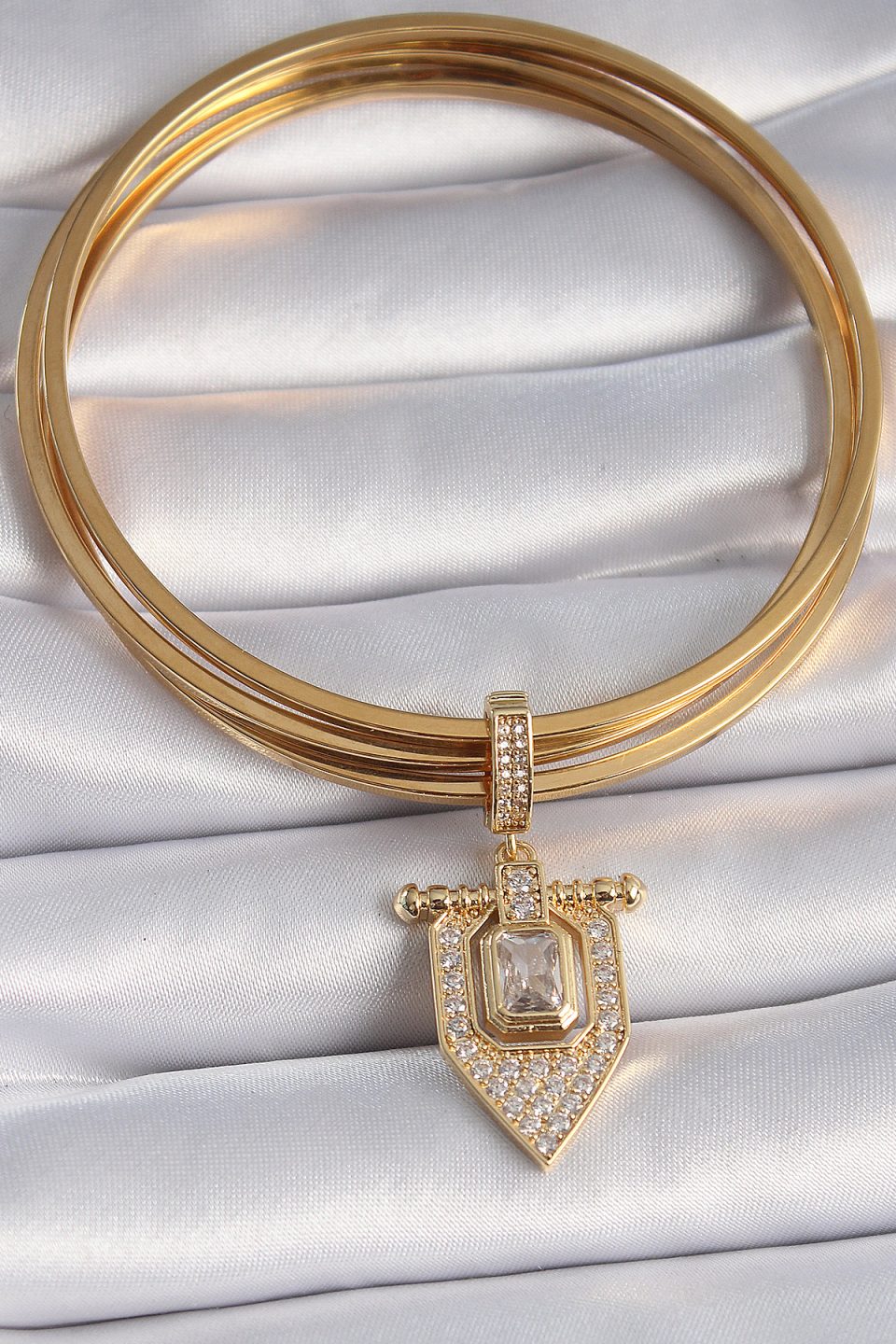 Shekka Pirinç Gold Renk Baget Zirkon Taşlı Ajda Charm — görsel 2