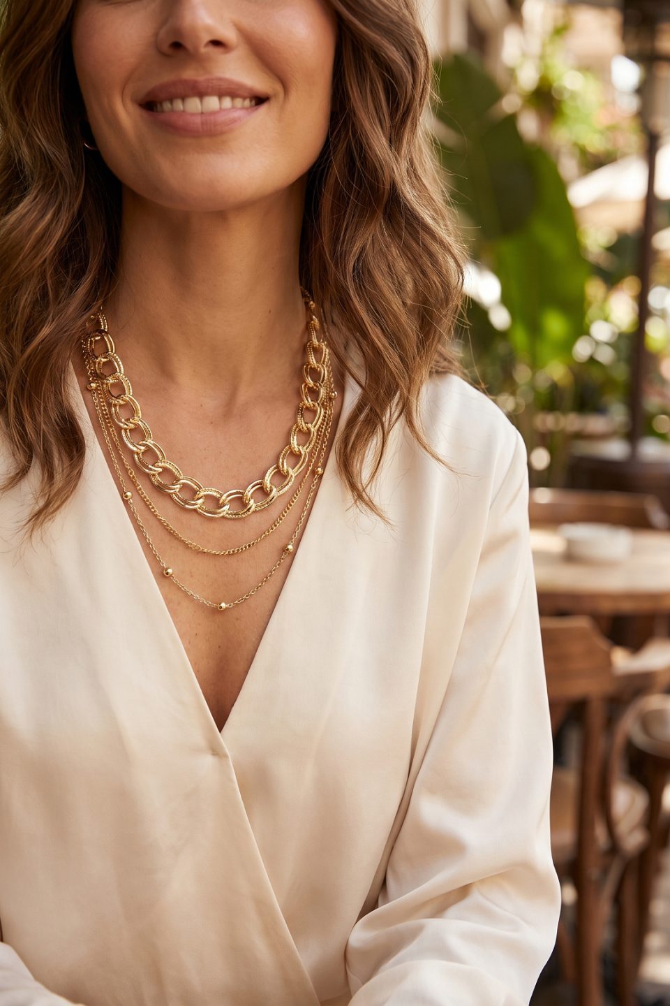 Shekka Gold Renk Pirinç Zincir Model Kombin Kadın Kolye — görsel 2