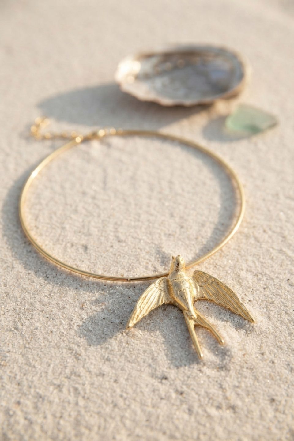 Shekka Kırlangıç Model Gold Renk Choker Kadın Kolye
