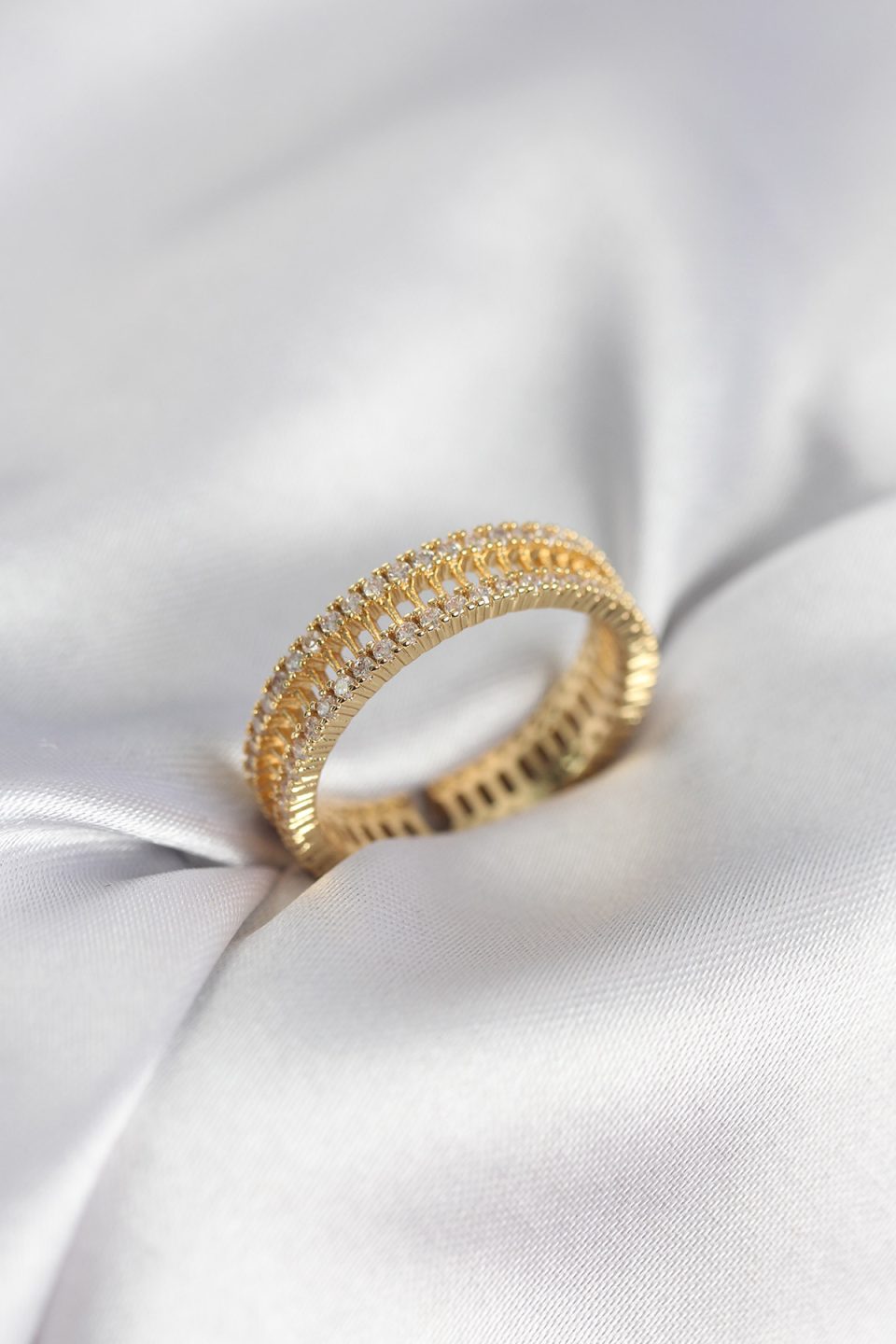 Shekka Gold Renk Minimal Zirkon Taşlı Kadın Yüzük
