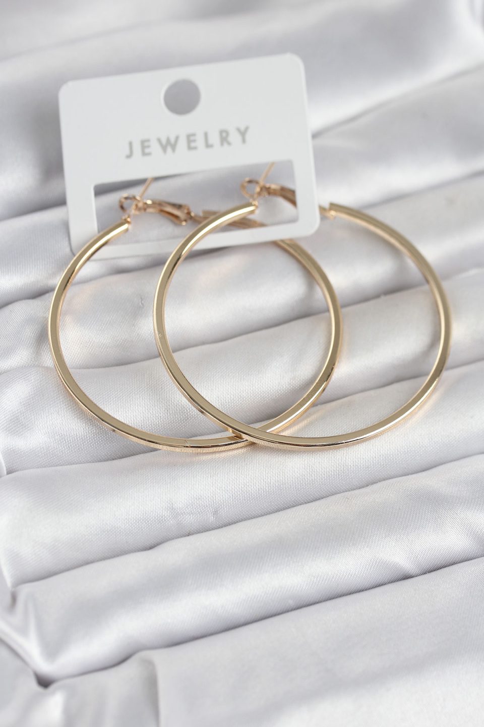 Shekka Gold Renk Pirinç Köşeli Kenar Halka 54 mm Kadın Küpe