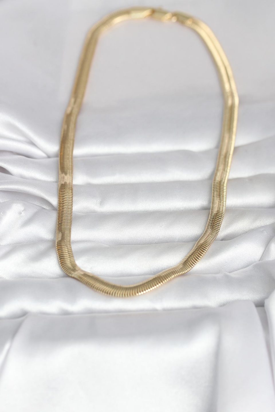 Shekka CM 14K Gold Renk Kalın Yassı Yılan Zincir Model 45 cm Kadın Kolye — görsel 2