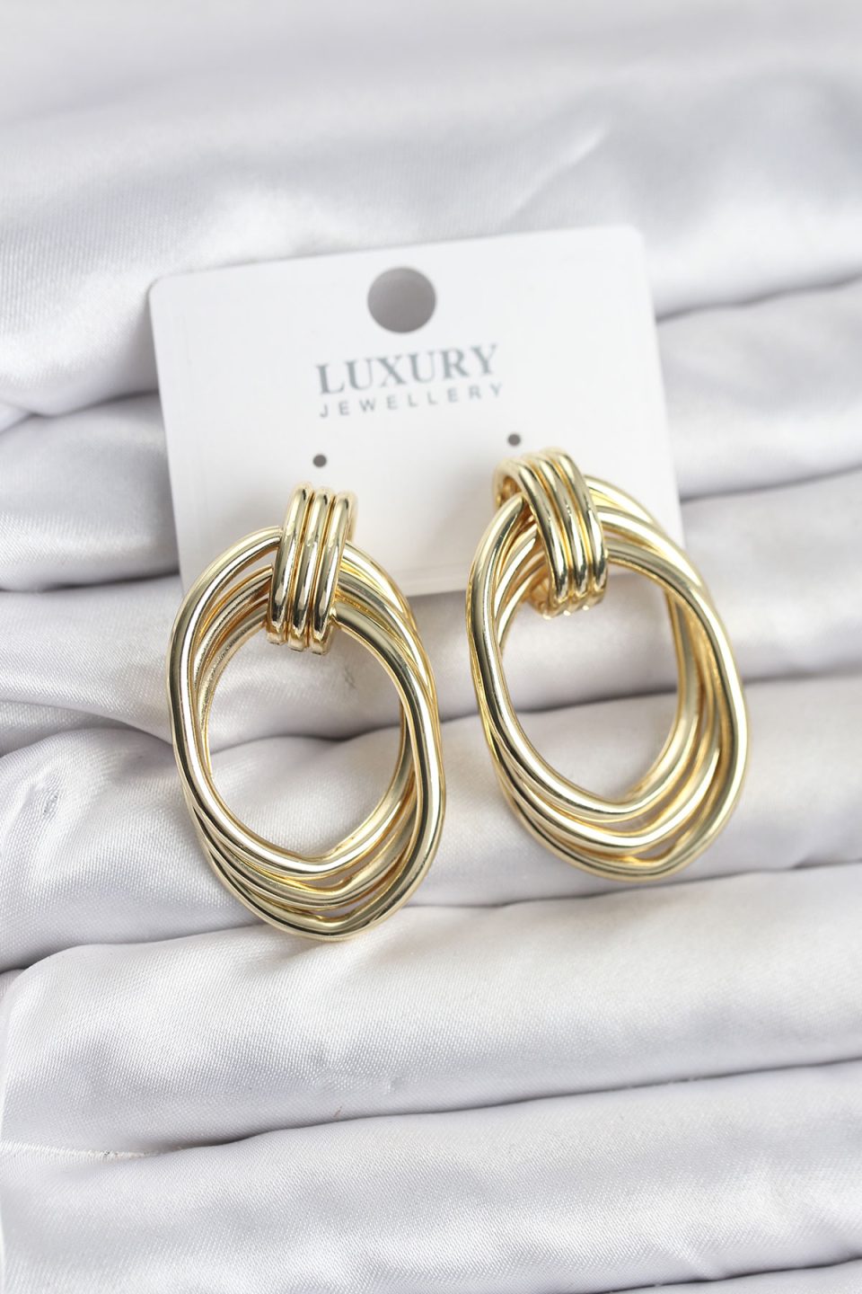 Shekka Pirinç Gold Renk Damla Model Vintage Kadın Küpe — görsel 2