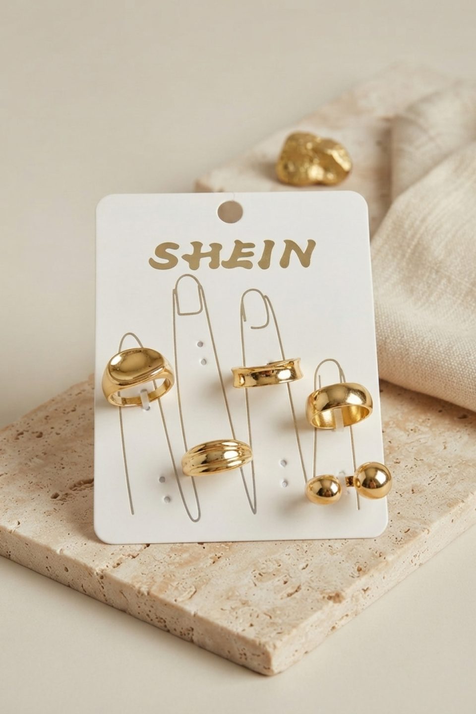 Shekka Gold Renk Pirinç Bohem Yüzük Kombini BYK4268
