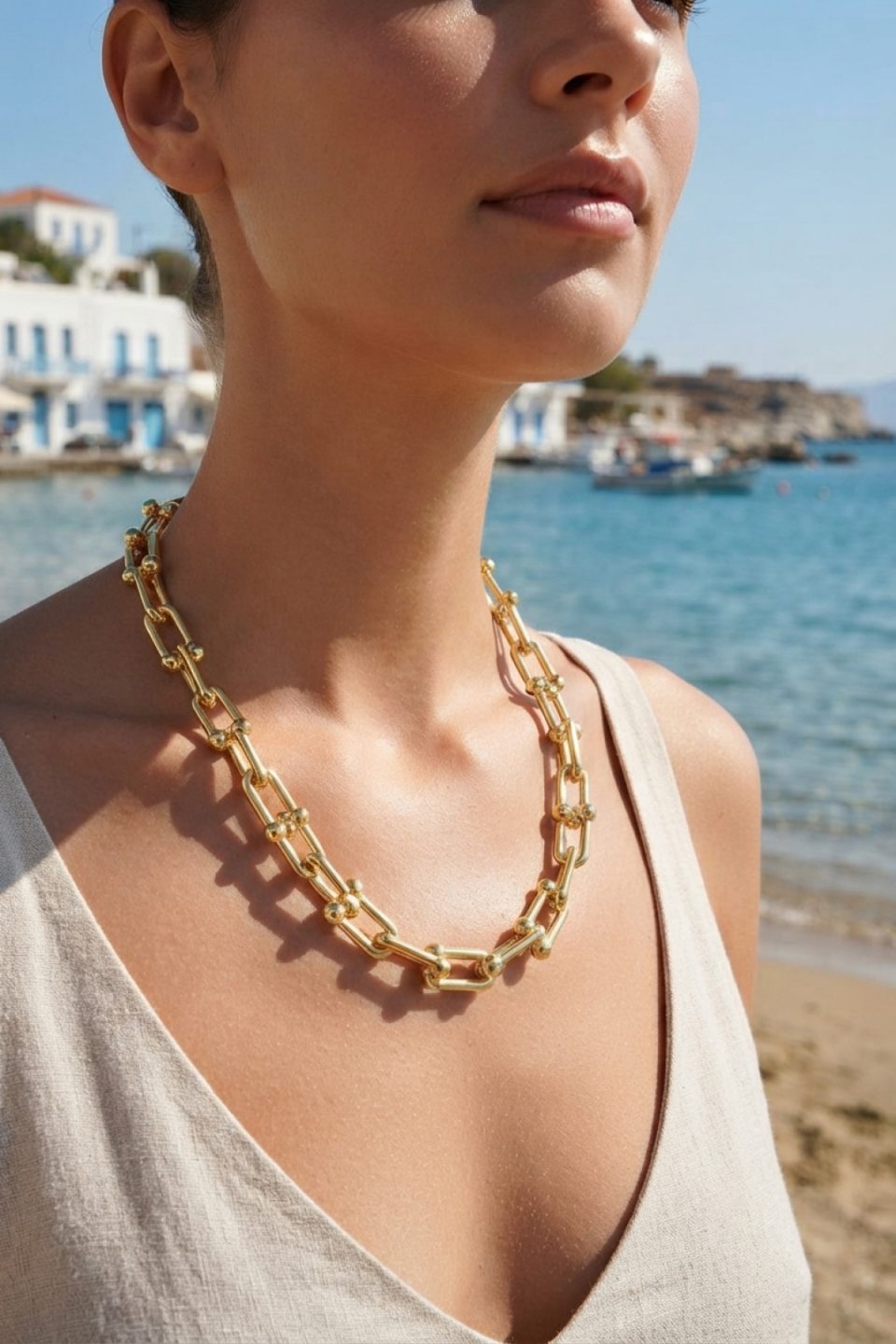 Shekka Gold Renk Pirinç Tifani Model Kadın Kolye — görsel 2