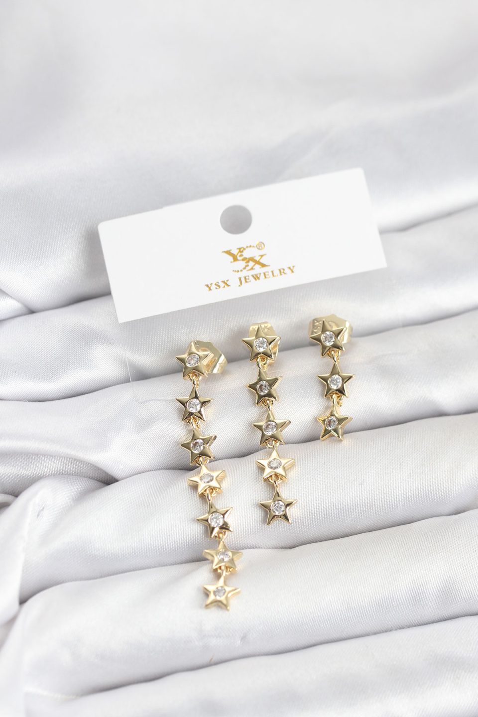 Shekka Pirinç Gold Renk Yıldız Model YSX Trio Küpe Seti