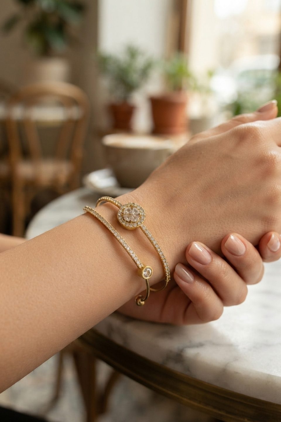 Shekka Gold Renk Zirkon Taşlı Kadın Bileklik — görsel 2