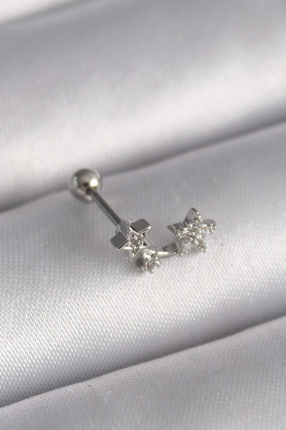 Shekka 316L Çelik Gümüş Renk Zirkon Taşlı Yıldız Tragus Piercing