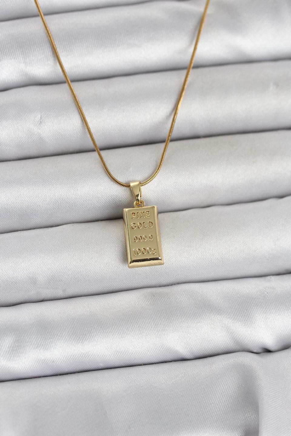 Shekka 316L Çelik Zincir Gold Renk Külçe Altın Model Kadın Kolye