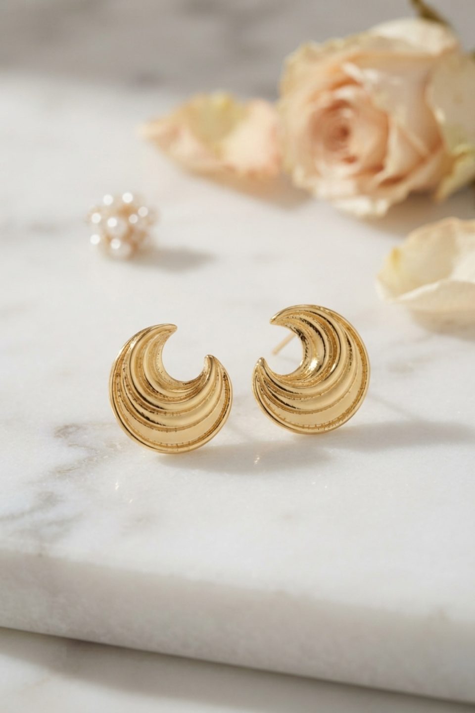 Shekka 316L Çelik Gold Renk Ay Model Kadın Küpe — görsel 2