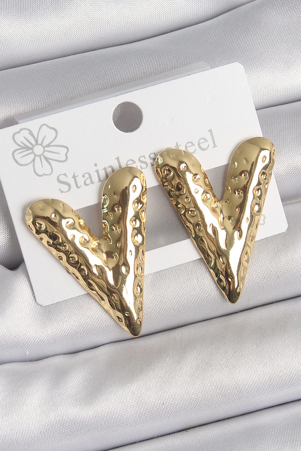 Shekka 316 Çelik Gold Renk İşlemeli Kalp Model Kadın Küpe