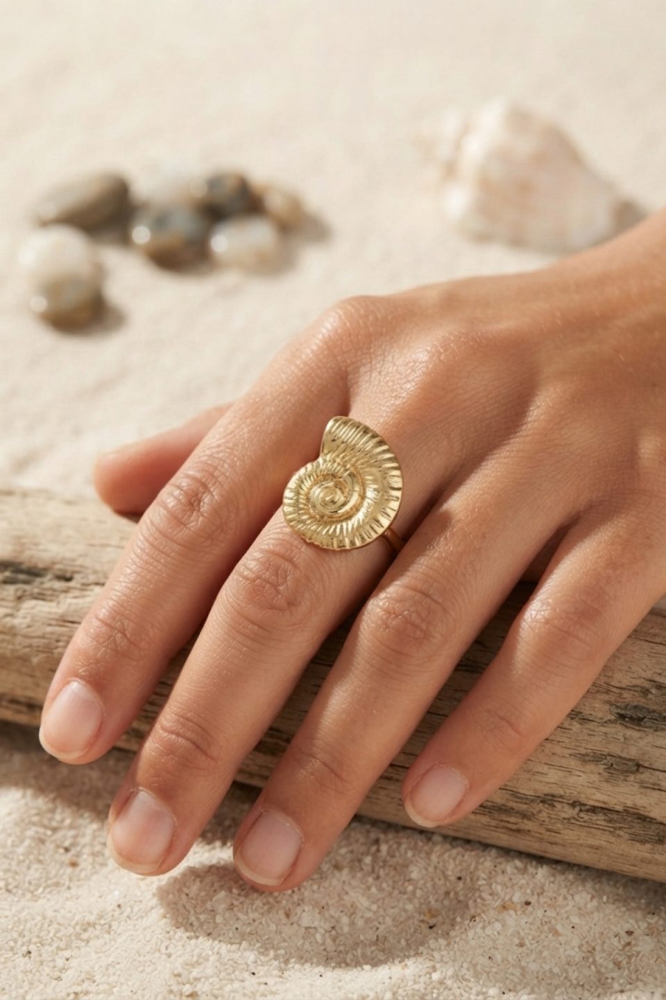 Shekka Nautilus Tasarım Gold Renk Kadın Yüzük — görsel 2