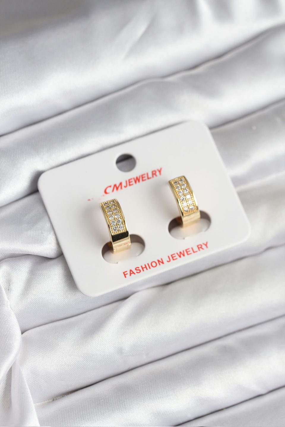Shekka 14K Gold Renk Kaplama Zirkon Taşlı Halka CM Kadın Küpe