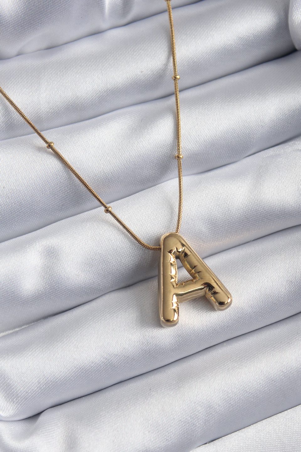 Shekka 316L Çelik Gold Renk Bubble "A" Harf Model Kadın Kolye