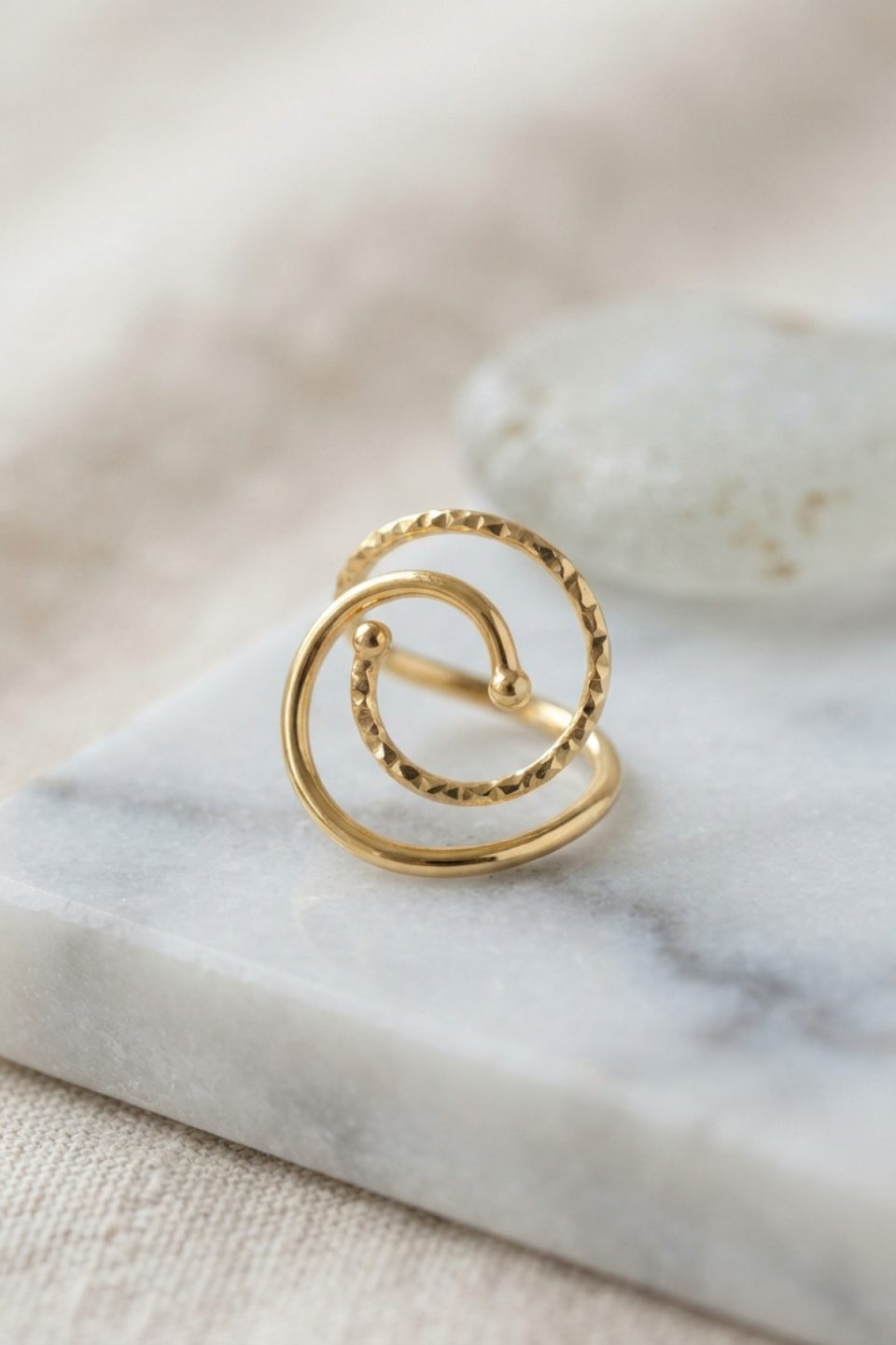 Shekka Gold Renk Geometrik Çift Halka Yüzük — görsel 2