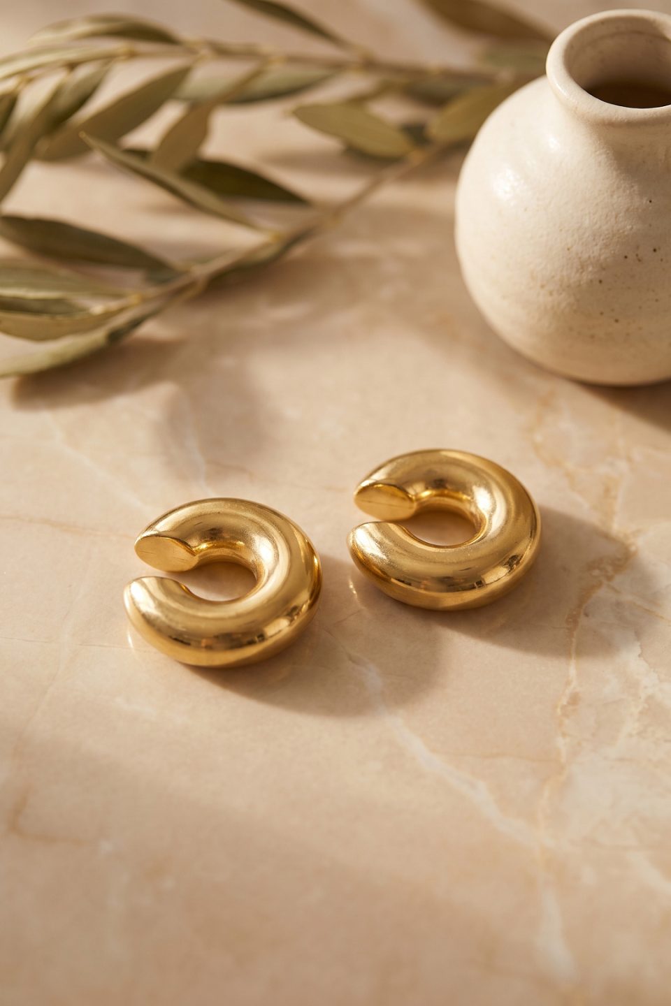 Shekka 316L Çelik Gold Renk Çiftli Earcuff Küpe