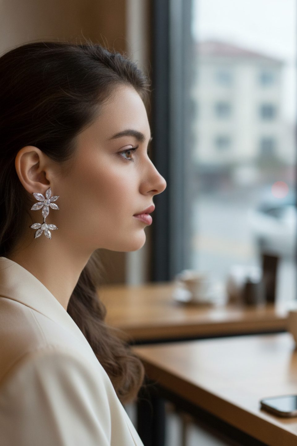 Shekka Lotus Model Gümüş Renk Zirkon Taşlı Kadın Küpe — görsel 2