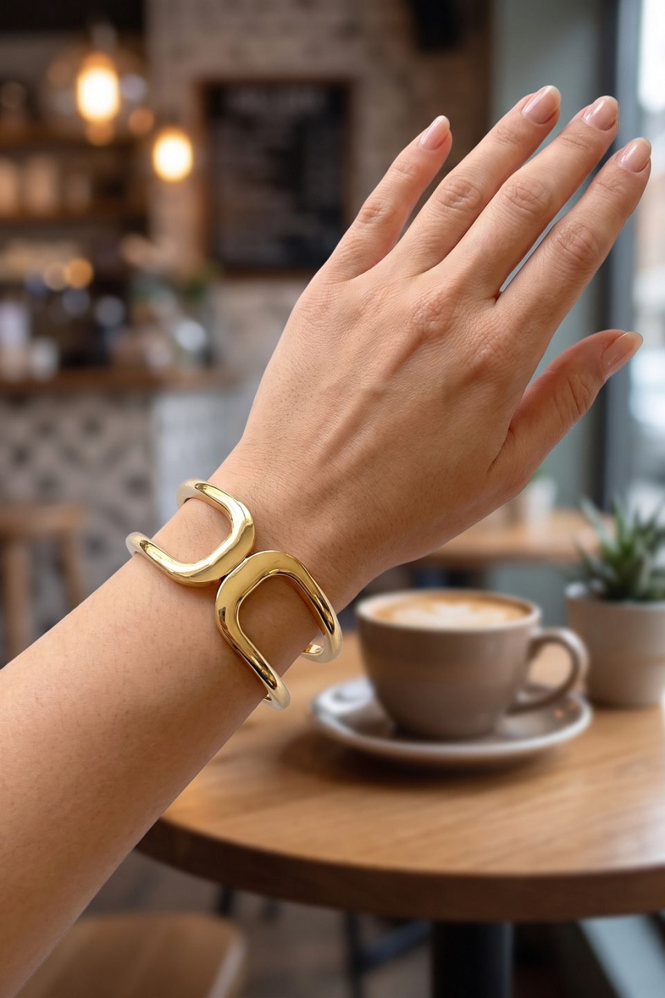 Shekka Gold Renk Pirinç Manşet Model Vintage Kelepçe Bilezik — görsel 2