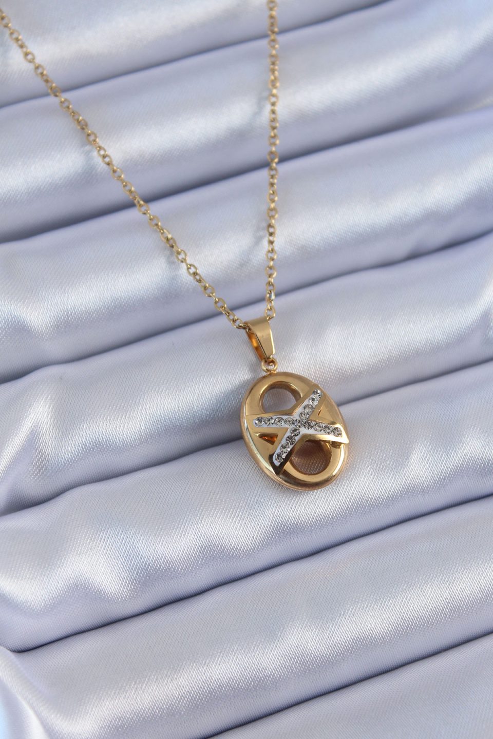 Shekka 316L Çelik Gold Renk Zirkon Taşlı Kadın Kolye