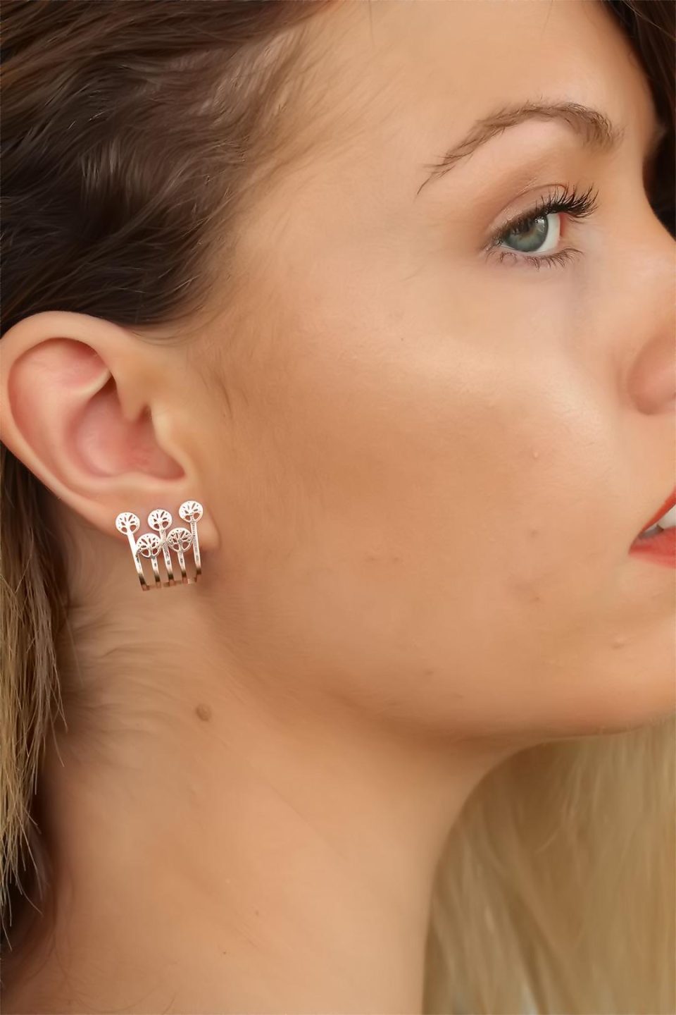 Shekka Rose Renk Ağaçlı Bayan Küpe