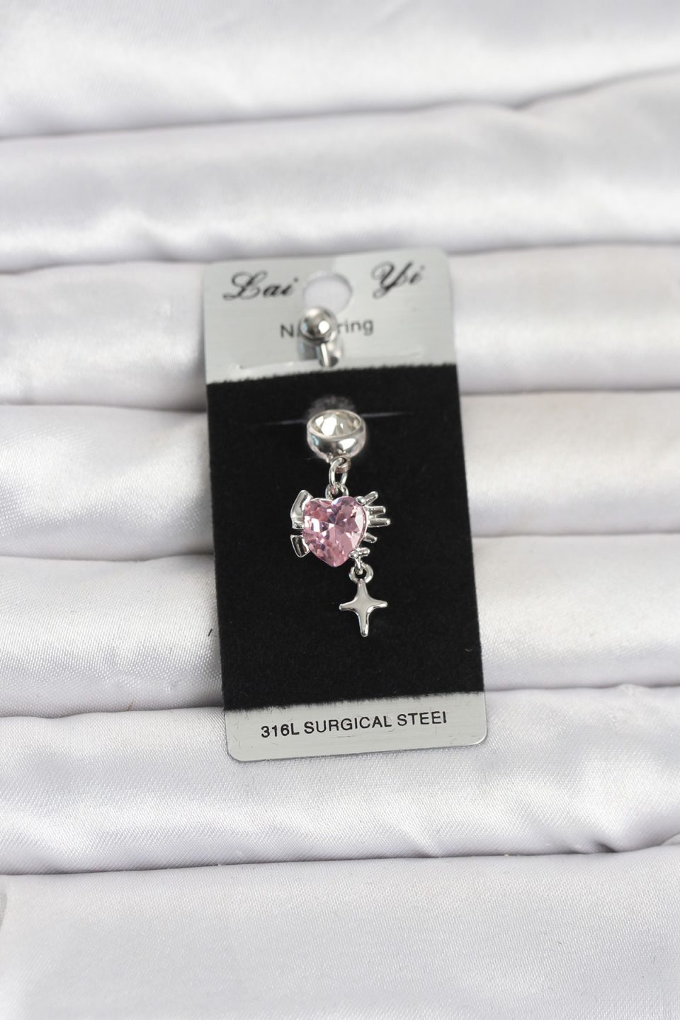Shekka 316L Cerrahi Çelik Pembe Zirkon Taşlı Model Göbek Piercing