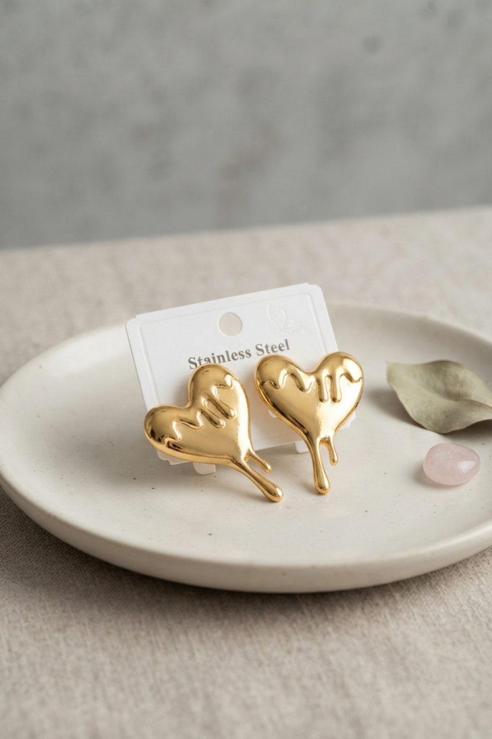 Shekka 316L Çelik Gold Renk Melting Heart Model Küpe