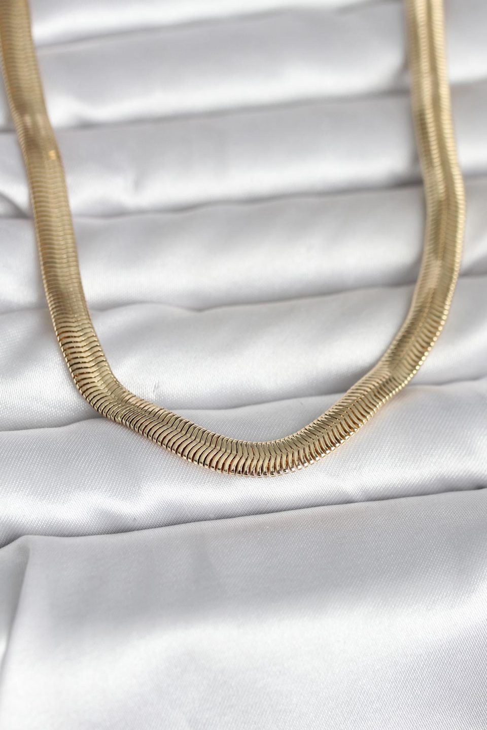 Shekka CM 14K Gold Renk Kalın Yassı Yılan Zincir Model 45 cm Kadın Kolye