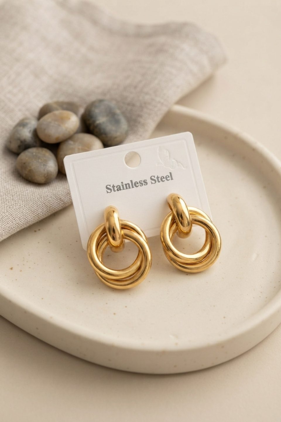 Shekka 316L Çelik Gold Renk Halka Model Küpe