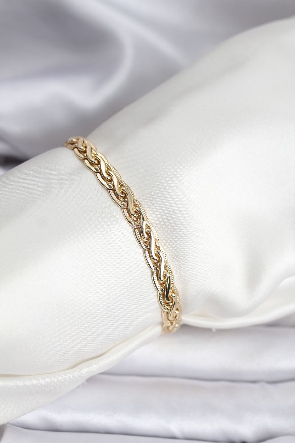 Shekka 14K Gold Renk Kaplama Lazer Zincir Model CM Kadın Bileklik