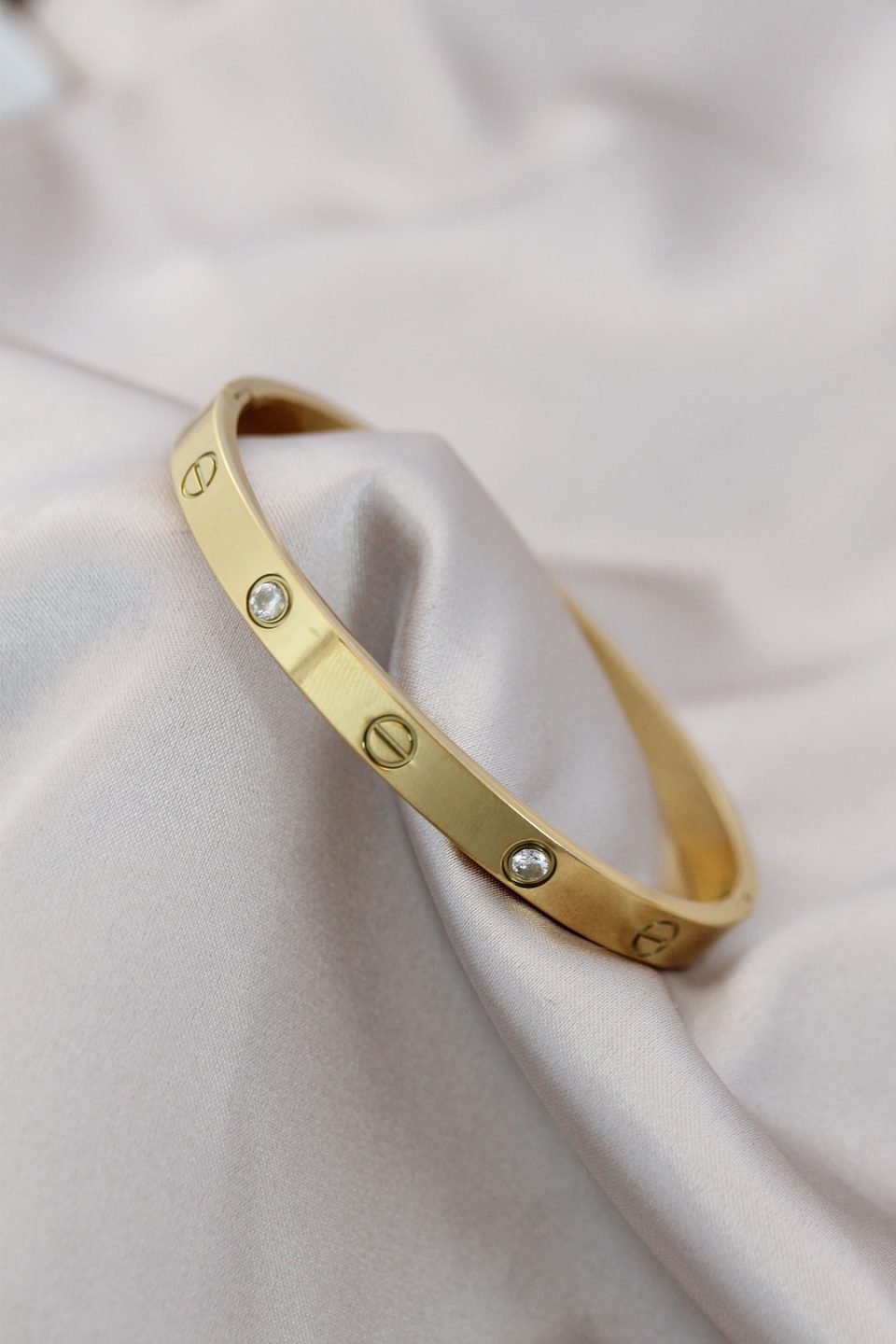 Shekka 316L Çelik Gold Renk Zirkon Taşlı Bileklik
