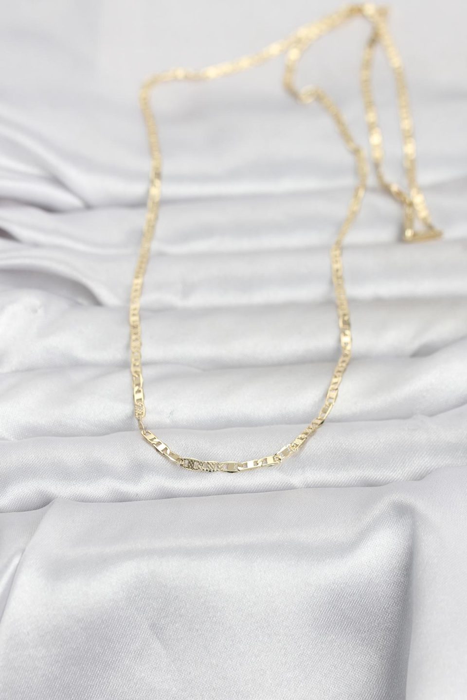 Shekka CM 14K Gold Renk Lazerli Yassı Model Zincirli 60 cm Kadın Kolye — görsel 2