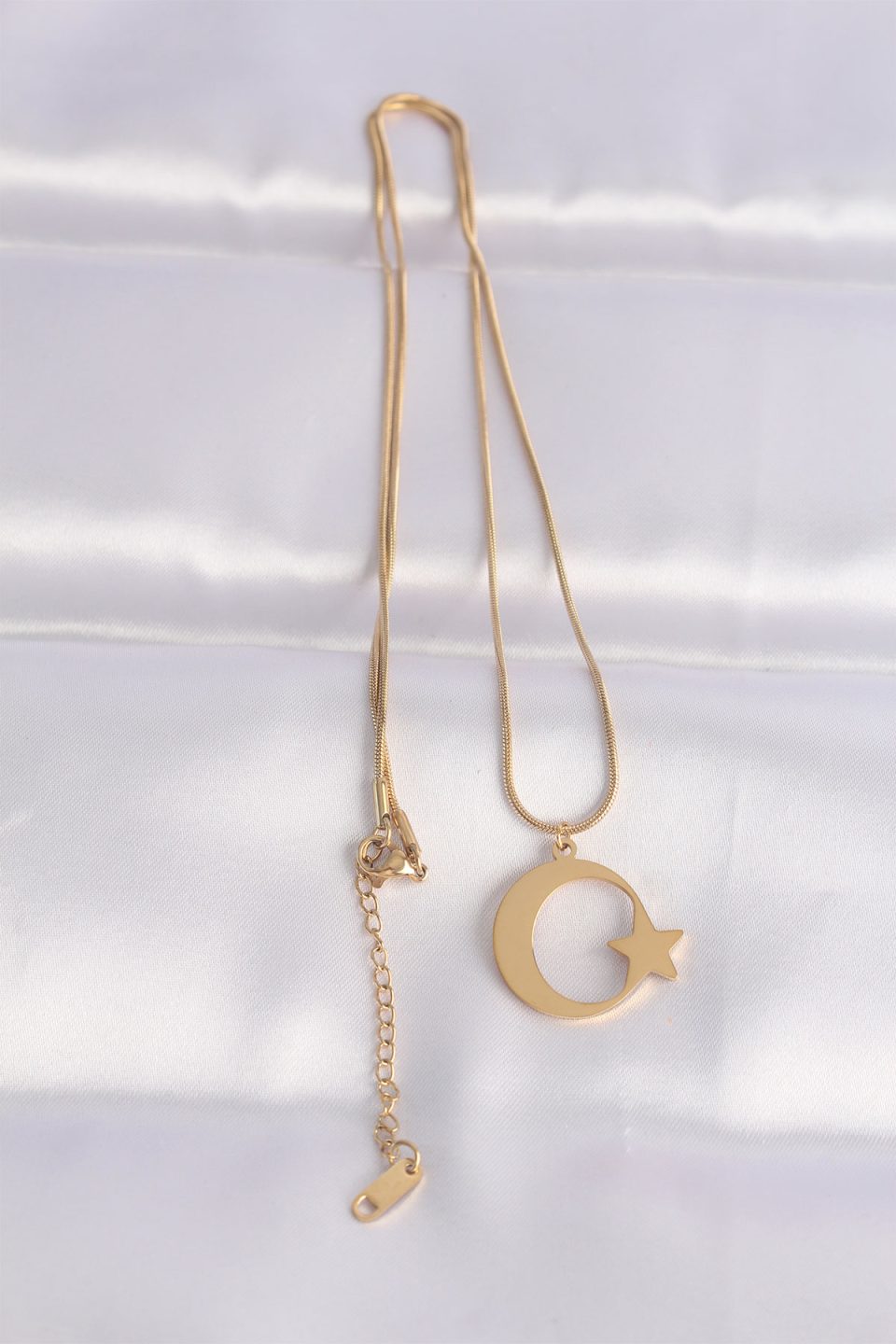 Shekka 316L Çelik Zincir Gold Renk Ay Yıldız Unisex Kolye — görsel 2
