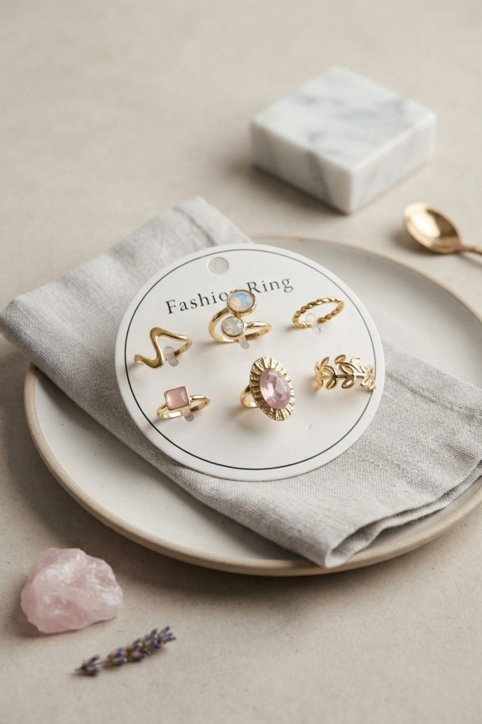 Shekka Gold Renk Pirinç 6'lı Yüzük Seti BYK4301