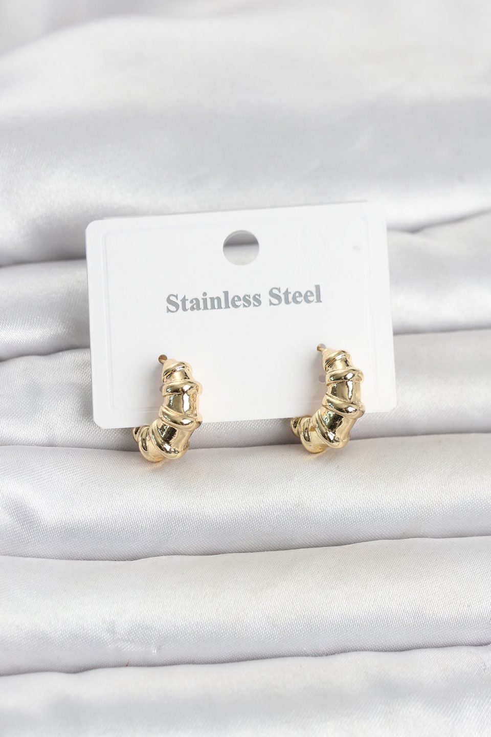 Shekka 316L Çelik Gold Renk Halka Model Kadın Küpe