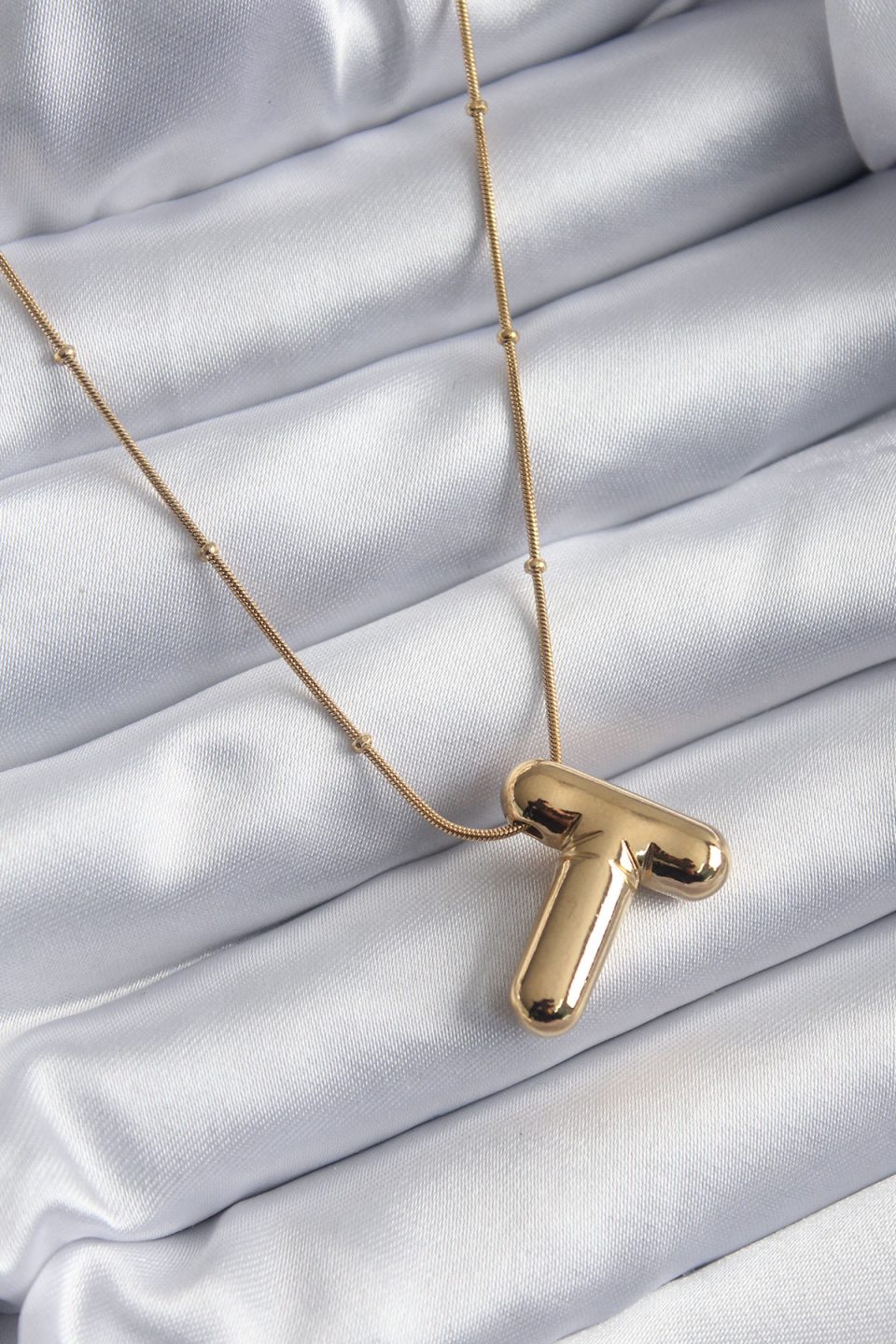 Shekka 316L Çelik Gold Renk Bubble "T" Harf Model Kadın Kolye