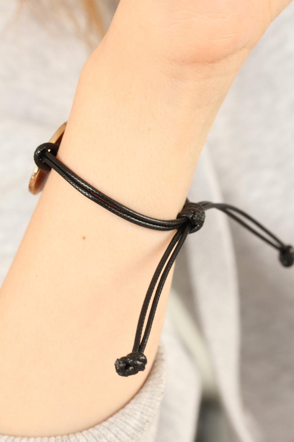 Shekka OKAY (İyi) Siyah Deri İpli Unisex Mood Bileklik — görsel 2