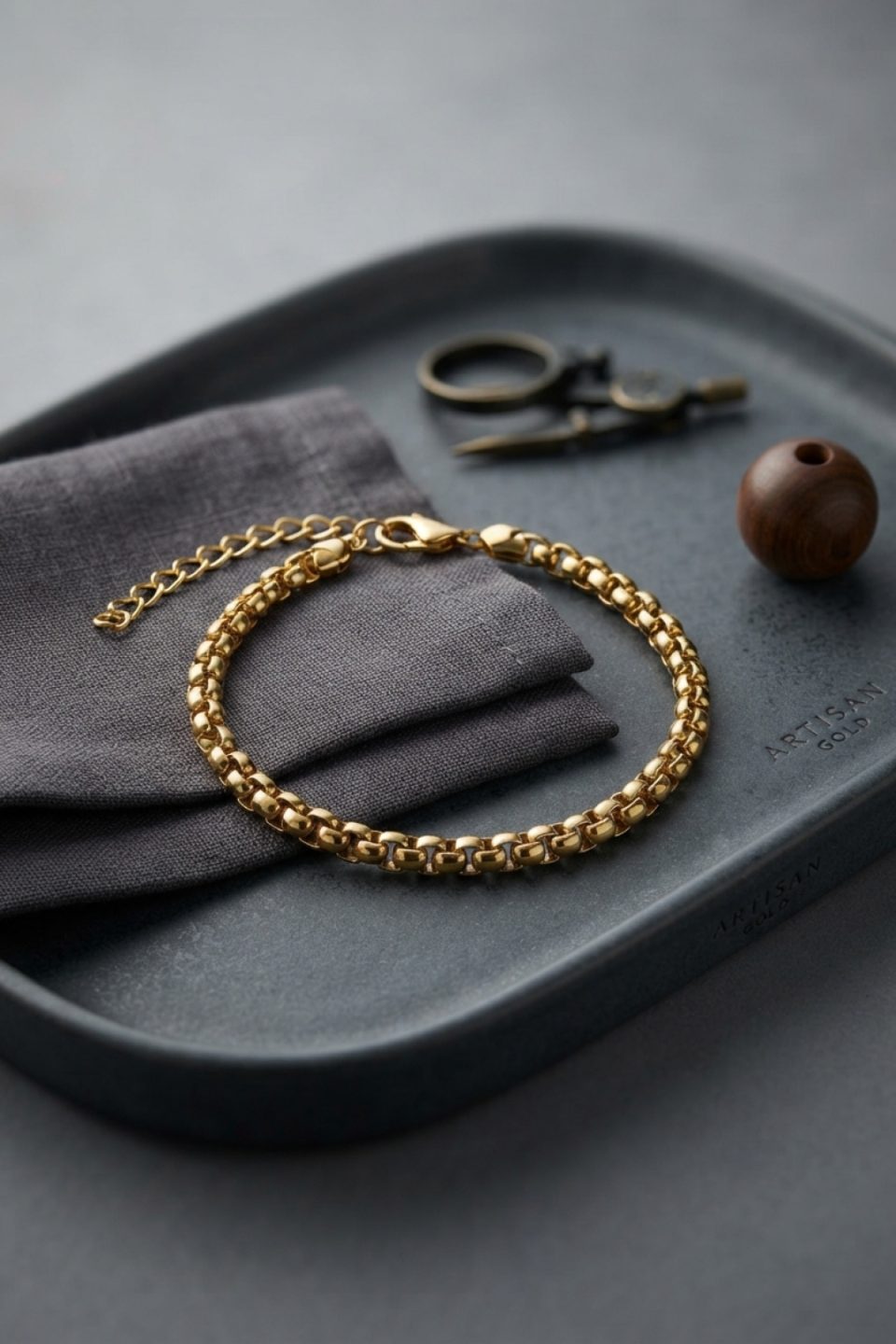 Shekka 316L Çelik Gold Renk Box Zincir Model Erkek Bileklik