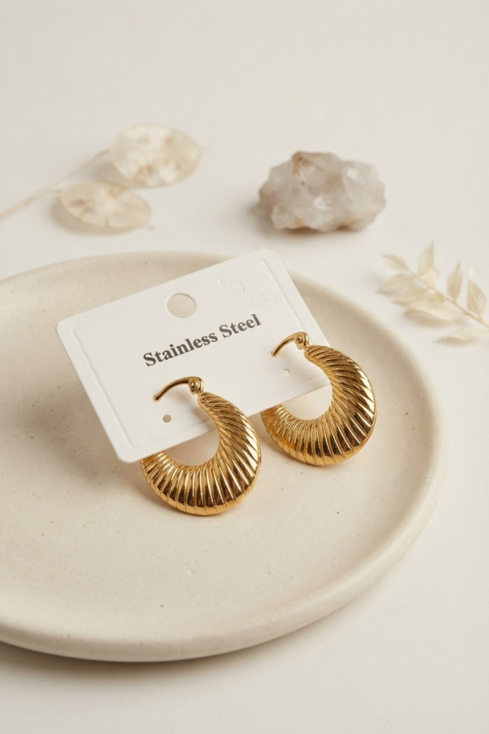 Shekka 316L Çelik Gold Renk Halka Model Küpe