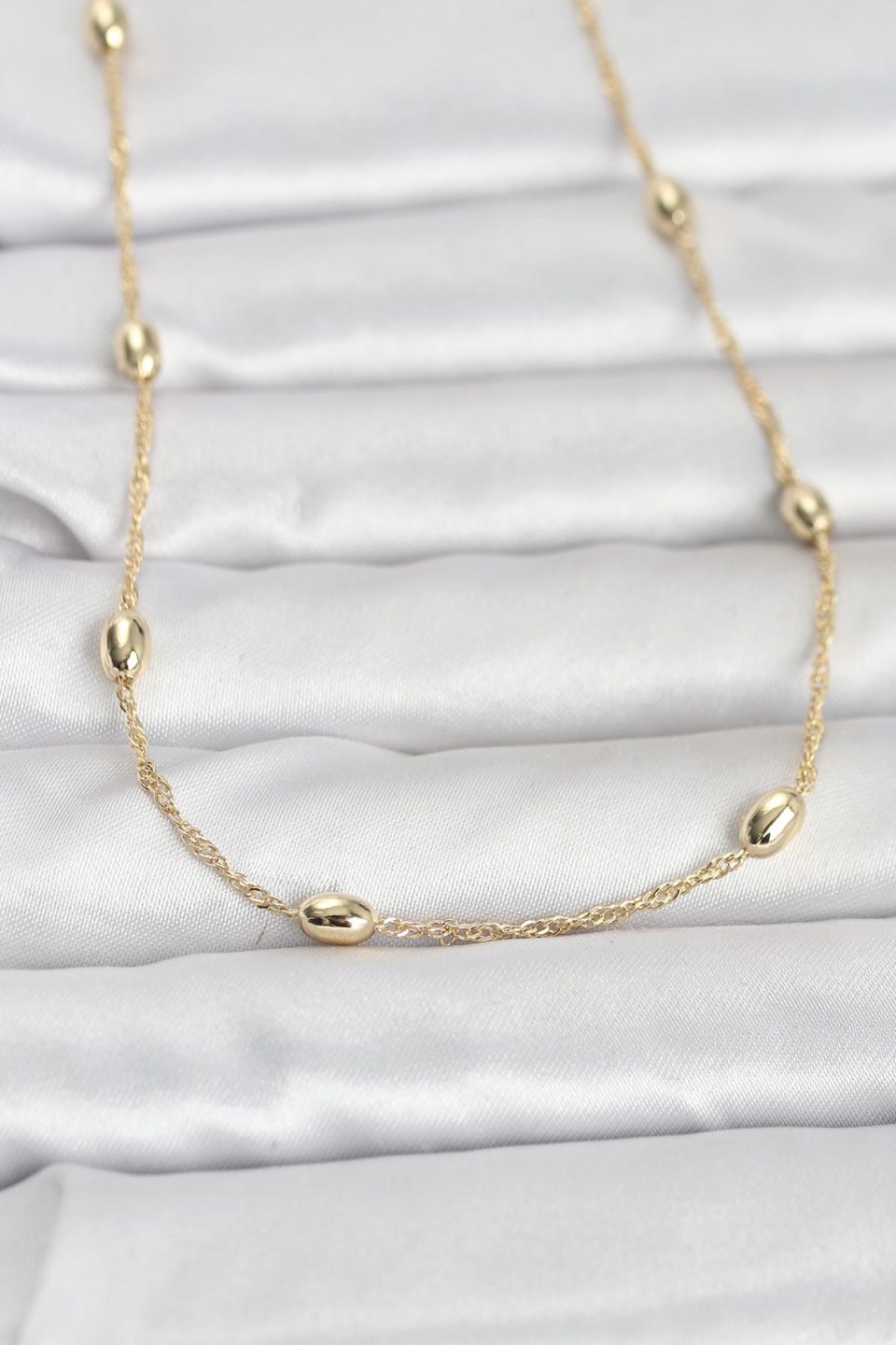 Shekka CM 14K Gold Renk Topçuklu Burgu Zincir Model 60 cm Kadın Kolye