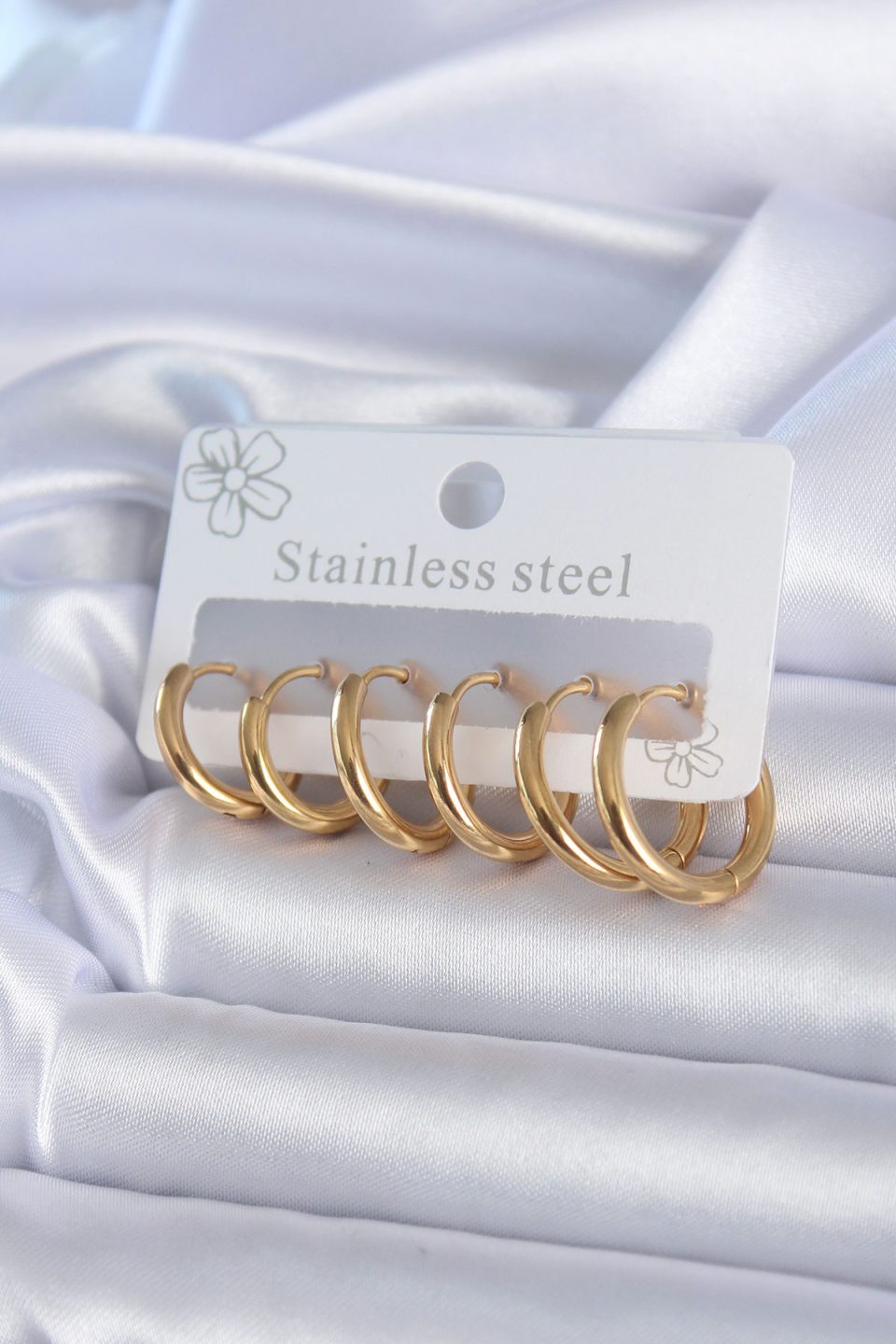 Shekka 316L Çelik Gold Renk Halka Model Kadın Küpe Seti