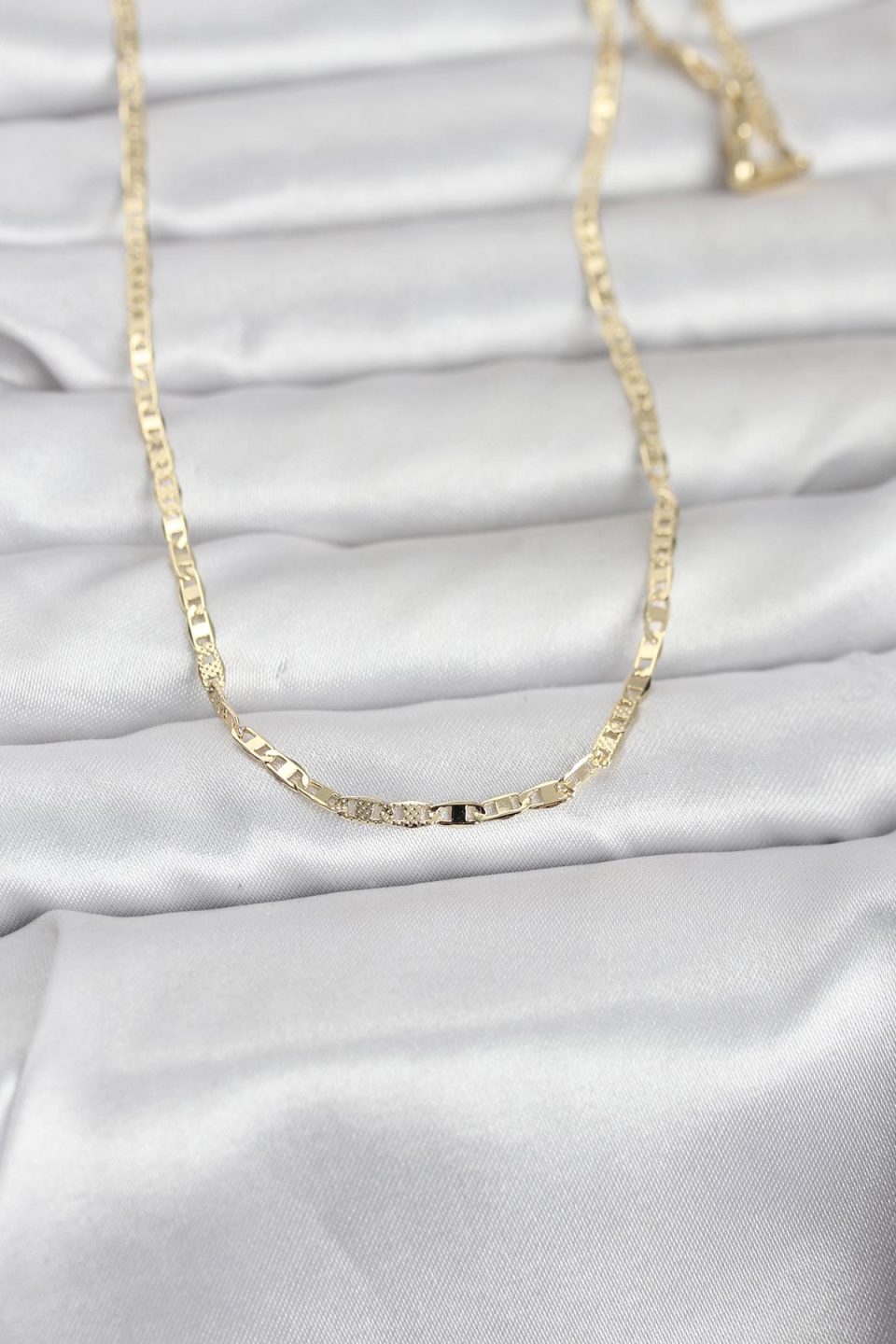 Shekka CM 14K Gold Renk Lazerli Yassı Model Zincirli 60 cm Kadın Kolye