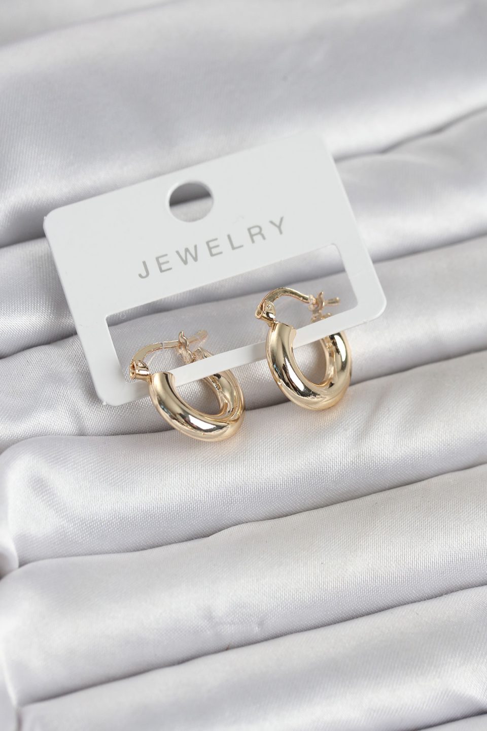 Shekka Gold Renk Pirinç Halka 15 mm Kadın Küpe