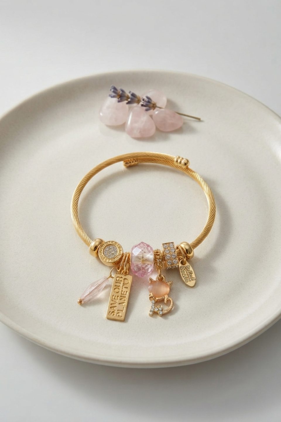 Shekka Kedili Model Pembe Charmlı Bileklik