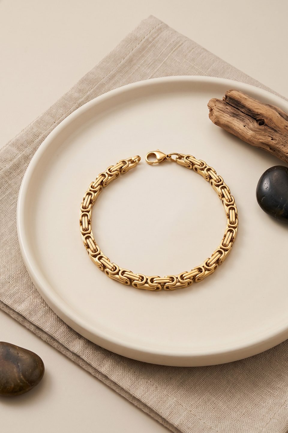 Shekka 316L Çelik Gold Renk Kral Zincir Model Erkek Bileklik