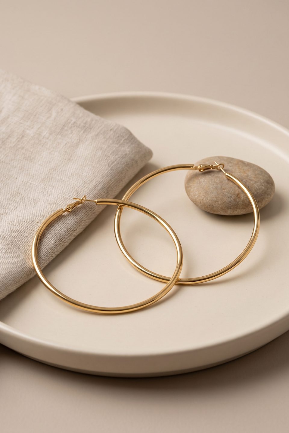 Shekka 316L Çelik Gold Renk 66 mm Halka Küpe